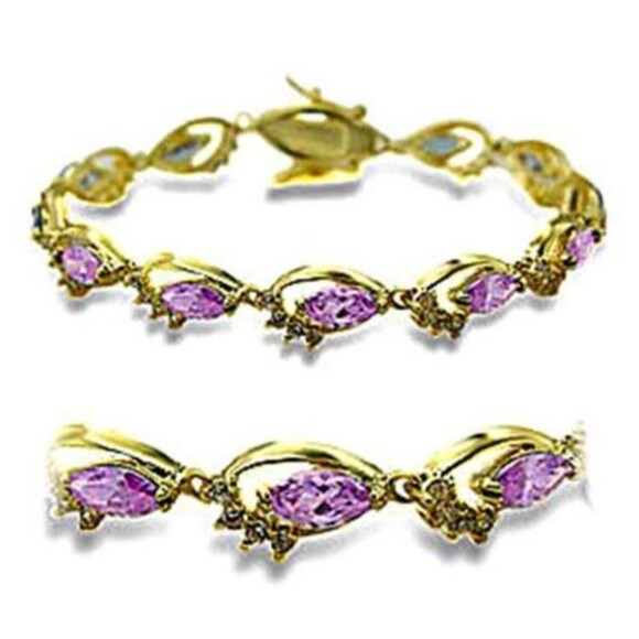 Amethyst Jewelry - Purple Amethyst Gold Plated 1.1ct Tennis Bracelet
